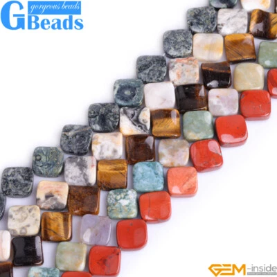 Diagonal Twist Square Beads 15" - 16mm Gemstone Spacer Jewelry Making Supply - Image 1 of 4