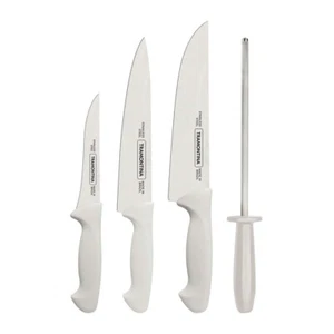 4pc Tramontina Premium Knives & Sharpener Home/Kitchen Cooking Tool Set White - Picture 1 of 3