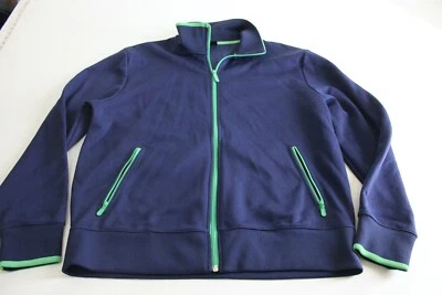 Gap Navy Blue Green Trim Zippered Track SWEATER Large L  - Image 1 of 4