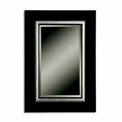 Espelho Uttermost Whitmore Vanity preto prata folha madeira moldura, preto, 30" x 40" - Imagem 1 de 2