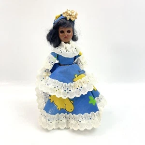 Knickerbocker alte Vintage Afro American Girl Puppe süß blau Trachtenkleid - Bild 1 von 14