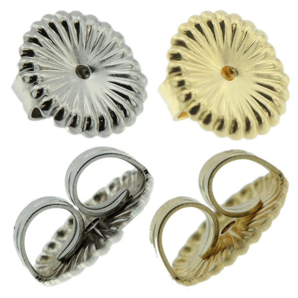 Repuesto de oro blanco y amarillo macizo de 14K con un solo empuje hacia atrás para aretes Foto 1 de 1