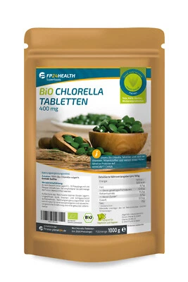 FP24 Health Bio Chlorella Compresse 400mg - 1kg - Alghe Vulgaris - Coltivazione Eco