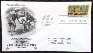 Scott 2037 FDC Civilian Conservation Corp 50th Anniv Art Craft PCS ADDRESSED - Picture 1 of 3
