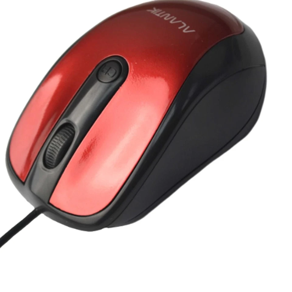 Wired USB Mouse Red Plug and Play Windows Mac 1600DPI Universal - Image 1 of 4