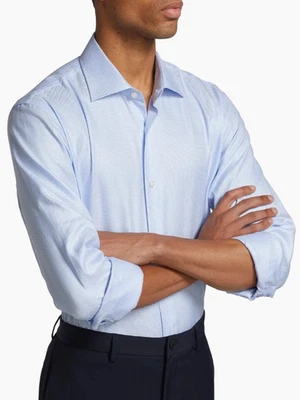 Saks Fifth Avenue 17 1/2 34/35 Slim Fit Micro Geometric Print Cotton Dress Shirt - Image 1 of 4