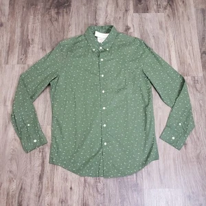 NWT American Eagle Men's Button Up M Casual Long Sleeve Dress Shirt Green White - Picture 1 of 10