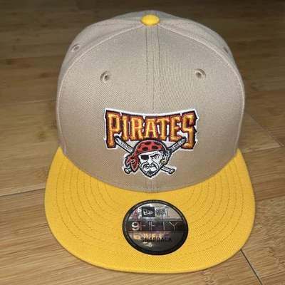 New Era 9FIFTY Pittsburgh Pirates Three Rivers Sta Khaki Beige Gold Snapback Hat - Image 1 of 4