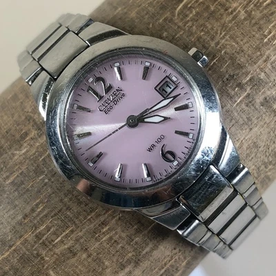 Citizen Eco-Drive Women E011-S104551 Fashion Silver Tone Solar 26mm Watch 6 1/4" - Image 1 of 4