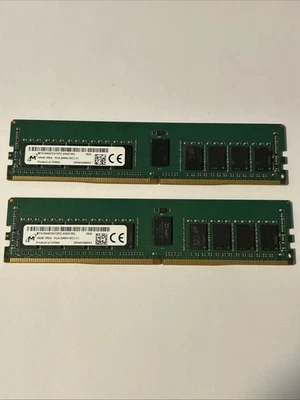 Micron 32GB 2x16GB DDR4-2666 ECC RDIMM Server Memory RAM MTA18ASF2G72PZ-2G6D1 - Image 1 of 2
