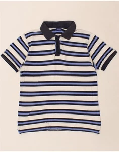 ASICS Mens Polo Shirt Large Blue Striped Cotton AT04 - Imagen 1 de 3