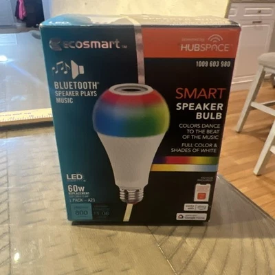 Ecosmart BTA19RGB3KECP Bluetooth Speaker Colored Plus 60w Light Bulb w/ Remote - Image 1 of 4