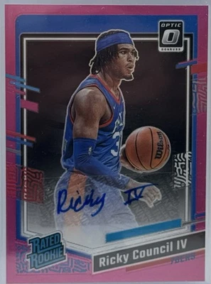 2023-24 Donruss Optic Ricky Council IV RC Rated Rookie Auto PINK #25/25 - Image 1 of 2