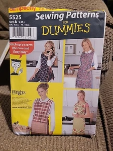Vintage Simplicity Sewing Patterns For Dummies 5525 Aprons Size A S-L Uncut - Picture 1 of 4