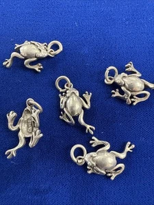 Vintage Frog Toad 925 Pendant Sterling Silver Charm - Picture 1 of 1
