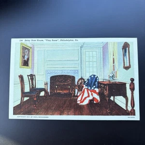 Betsy Ross House "Flag Room" Philadelphia PA 1937 unp FABVINTY BARGAIN POSTCARD - Picture 1 of 2