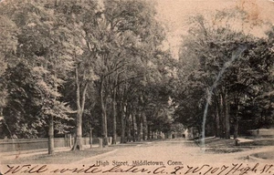 POSTCARD STREET SCENE HIGH STREET MIDDLETOWN CONNECTICUT - 1908 - Picture 1 of 2