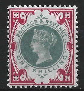 GB QV 1887/00 Sg 214 1/- grün & karminrot LM / postfrisch mit Gummi. (423) - Bild 1 von 1