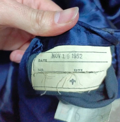 1950s dated Vintage handtailored bespoke 100% cashmere navy suit over coat 48R - Image 1 of 4