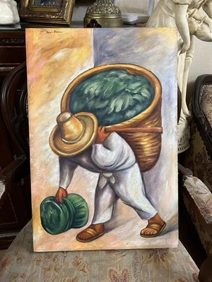 Diego Rivera - Increíble pintura al óleo - Estampada - Firmada - A1 Foto 1 de 4