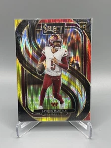 2024 Select Jayden Daniels Premier RC Red and Yellow Prizm Shock #112 Commanders - Picture 1 of 2