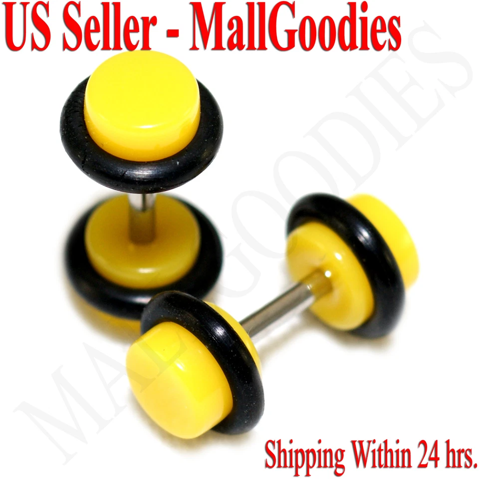 2055 tampões de ouvido falsos amarelos ilusão 16G barra 4G = 5mm - 2 peças - Imagem 1 de 1