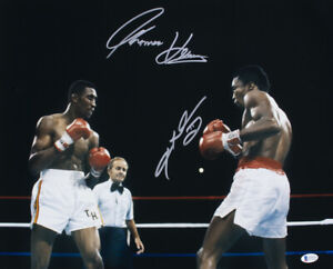 Sugar Ray Leonard Thomas Hearns Signed 16x20 Boxing Stance Photo BAS ITP