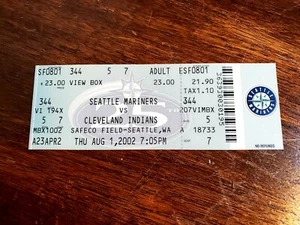 2002 Mariners vs Indians Baseball Ticket Stub Aug 1st 2002 Safeco Field ESF0801 - Picture 1 of 4