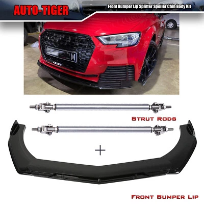 Kit de alerón divisor de parachoques delantero negro brillante para Audi A3 2000-2023 Foto 1 de 4