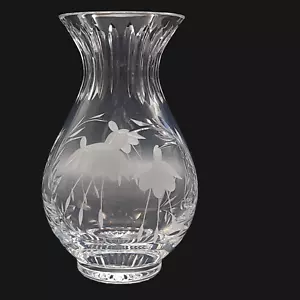 Stuart Crystal Cascade Fuchsia Vase 15.5cm - Vintage Lead Crystal Glass UK - Picture 1 of 10