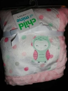 NWT Carter's Child of Mine Owl Dot Girl's Minky Pink White Blanket - Picture 1 of 3
