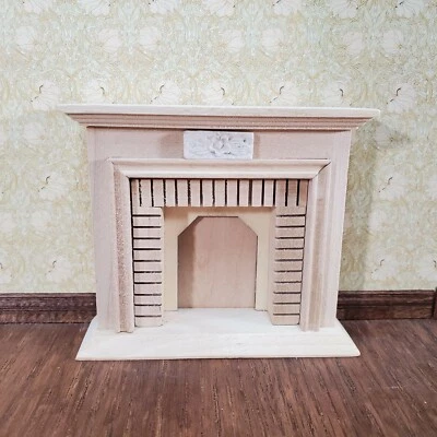 Mueble miniatura chimenea pequeña para casa de muñecas hágalo usted mismo madera sin pintar Foto 1 de 4