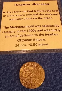 1400s-1500s Hungarian SILVER Denar. Mary & Jesus. Madonna & Child. Read Incert - Picture 1 of 11
