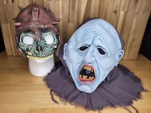 Zombie Goblin Full Head Mask & Half Head Undead Helmet Skeleton Mask Set Of 2 - Picture 1 of 23