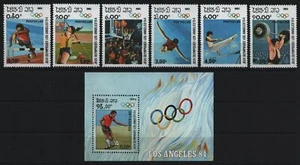 Laos 1983 - Mi-N.o 618-623 y Bloque 92 ** - Estampillada sin montar o nunca montada - Olympia Los Ángeles - Imagen 1 de 1