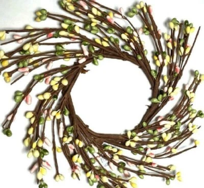 NUEVO Anillo Vela Berry 3.4" AMARILLO LT VERDE ROSA MEZCLA Pips Cottage Corona Artesanía Foto 1 de 2