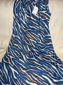 LuLaRoe Sandy Halter Tie Maxi Dress 2XL 22/24 20 Blue White “Animal Print” New - Picture 1 of 16
