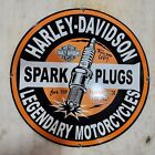 HARLEY SPARK PLUGS 30 INCHES ROUND ENAMEL SIGN
