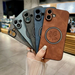 Coque Étui Antichoc Luxe Cuir TPU Magnétique Pour iPhone 16 15 14 Pro Max 13 12 - Afbeelding 1 van 17