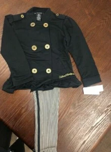 CALVIN KLEIN LITTLE GIRL'S JACKET & PANTS SET, BLACK, SIZE 5 - Picture 1 of 2