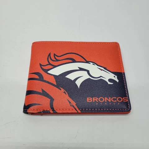 NFL Denver Broncos Wallet Blue Orange Billfold Football Box Never Used Cover