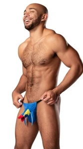 MALE POWER BLUE SWALLOW BIRD NOVELTY G STRING GAG GIFT SIZE 28-40" - Picture 1 of 6