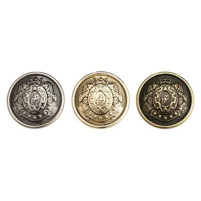 5pcs Crown Insignia Metal Button, Vintage Style for Jackets, Coats, and Blazers - Image 1 of 3