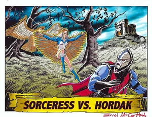 MASTERS OF THE UNIVERSE "Sorceress VS. Hordak" SIGNED Errol McCarthy 8.5" X 11" - Picture 1 of 1