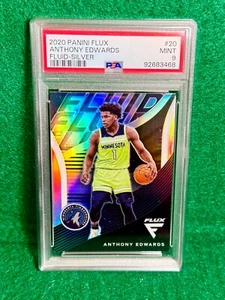 2020 Panini Flux ANTHONY EDWARDS RC Rookie Fluid #20 Silver Prizm PSA MINT 9 - Picture 1 of 2
