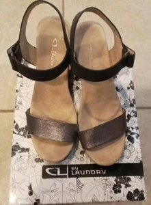CL by Laundry Women's Trudy Open Toe Wedge Heel Pumps Black Dress Shoes Size 8 - Picture 1 of 6