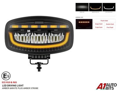 1X 12v 24v 10" 60W Jumbo Oval Led Spot Lamp Drl Driving Flashing Position Light - Image 1 of 4
