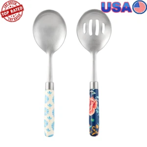 Basting Slotted Spoons Stainless Steel Serving Spoon Set 9 Inch Kitchen Utensils - Picture 1 of 7