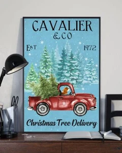 Cavalier King Charles Spaniel and Co Christmas Tree Delivery Dog Poster - Picture 1 of 1
