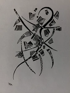 Vintage Art Print 1951, Lithographic Drawing by Wassily Kandinsky Plate Signed - Picture 1 of 6